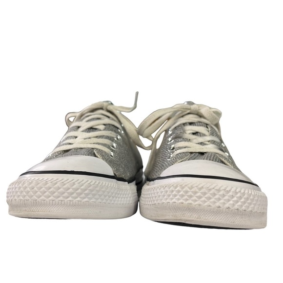 Converse All Star Low Top Metallic Silver Thread Sneakers Womens‎ Size 9 - Picture 7 of 10